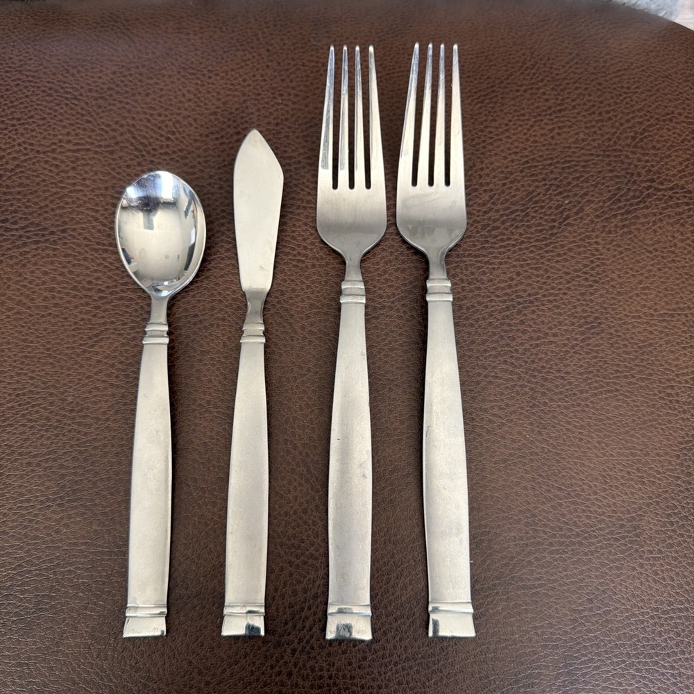 Cambridge 4pc Stainless Steel Silver Flatware Replace Glossy/Matte banded Handle